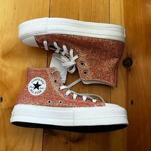 Converse pink sparkly hi rise sneakers